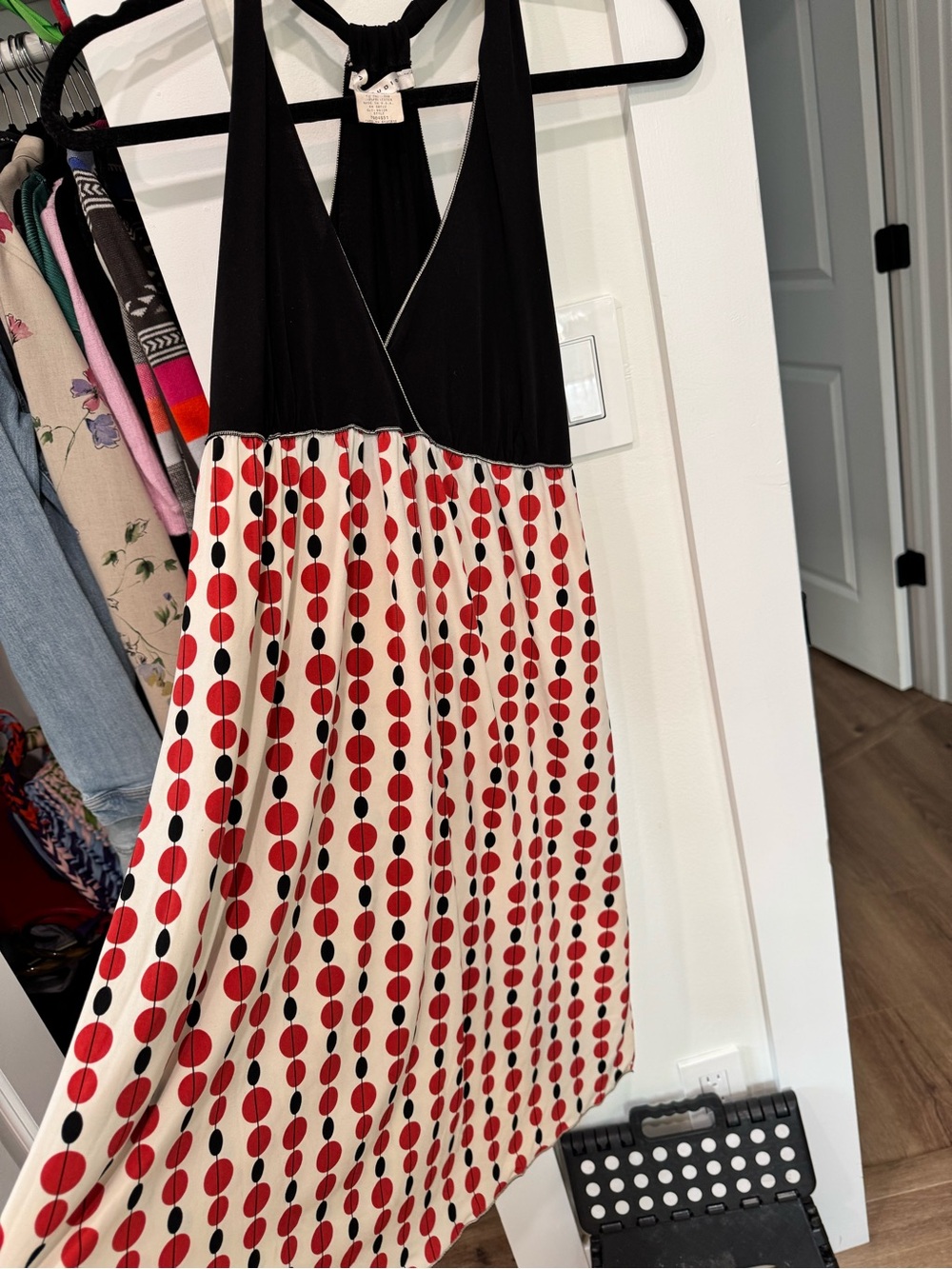 Max Studio Black Halter Dress with Contrast Trim - Picture 2 of 6